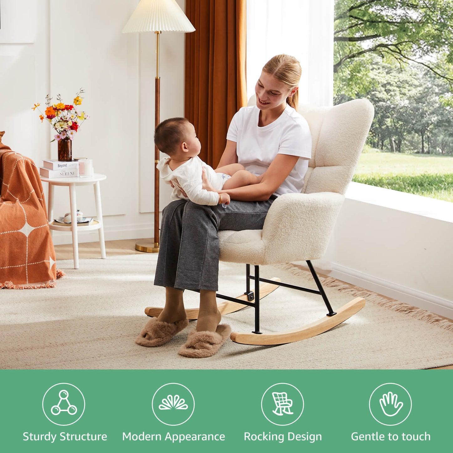 Sweetcrispy Rocking Chair Soft and Thick Patio Chairs Rockers