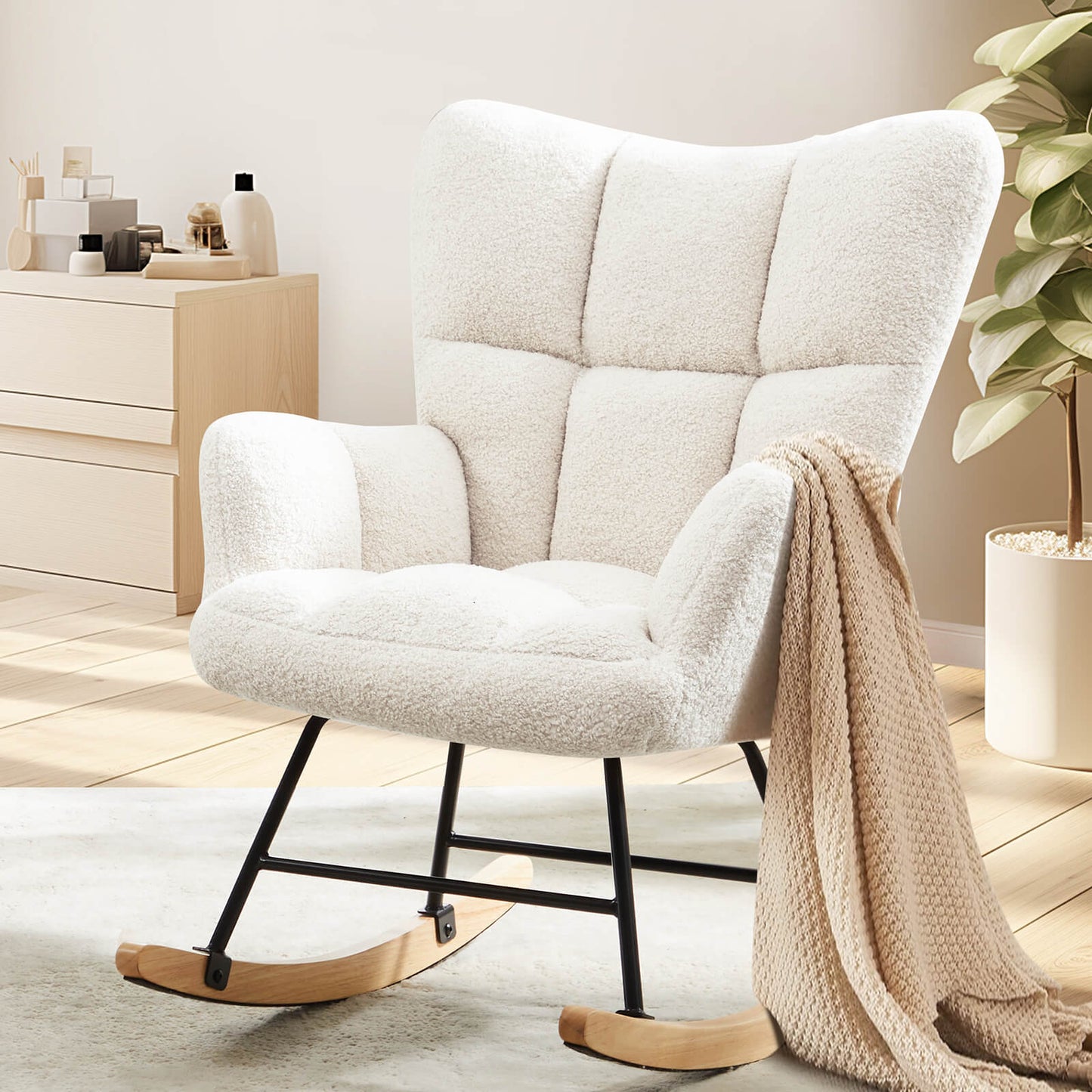 Sweetcrispy Rocking Chair Soft and Thick Patio Chairs Rockers