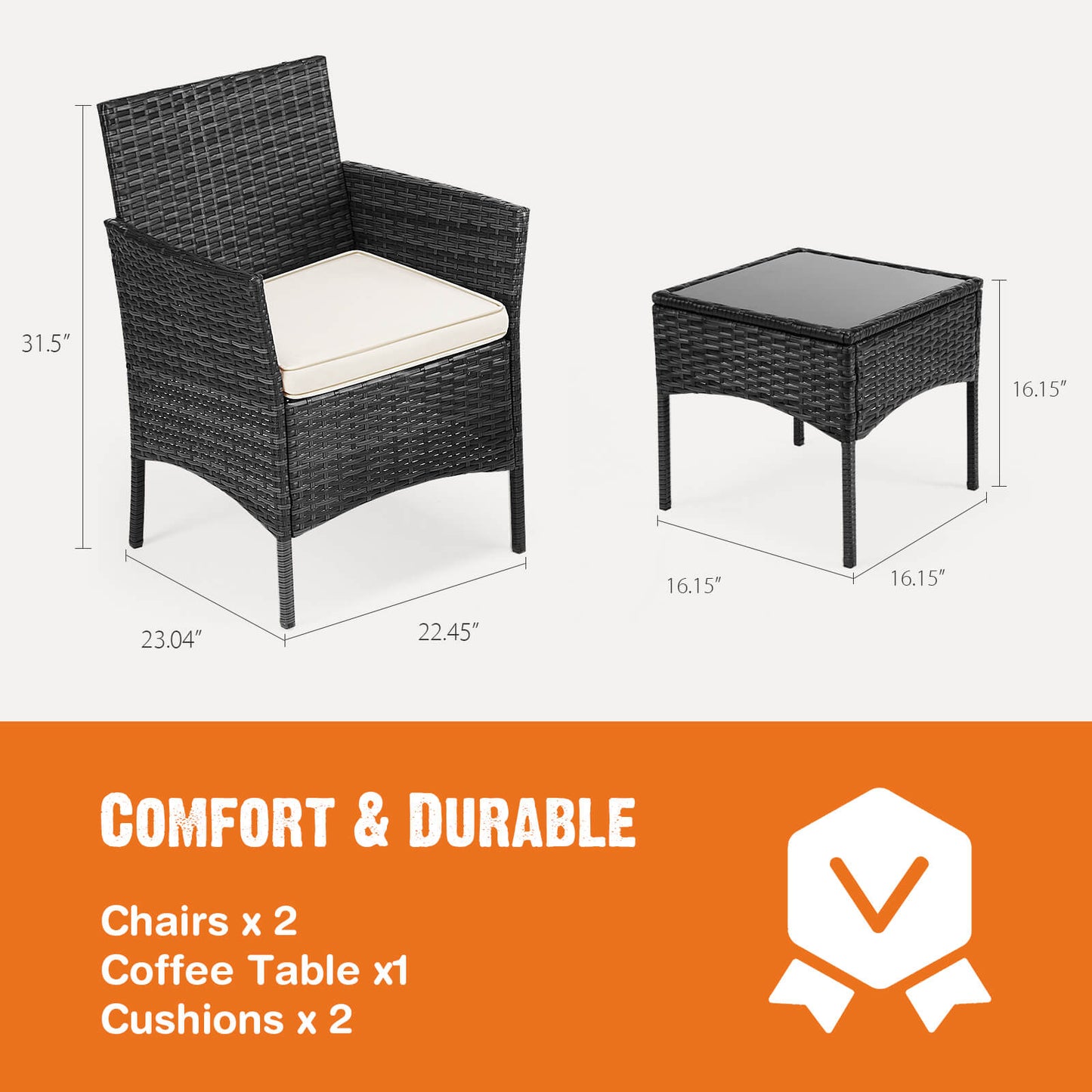 Sweetcrispy Rattan Set for Patio Relaxation