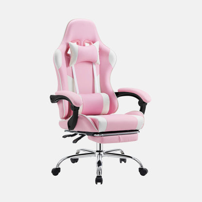 Sweetcrispy Gaming Chair with Footrest Upholstered Armrests for Home Office