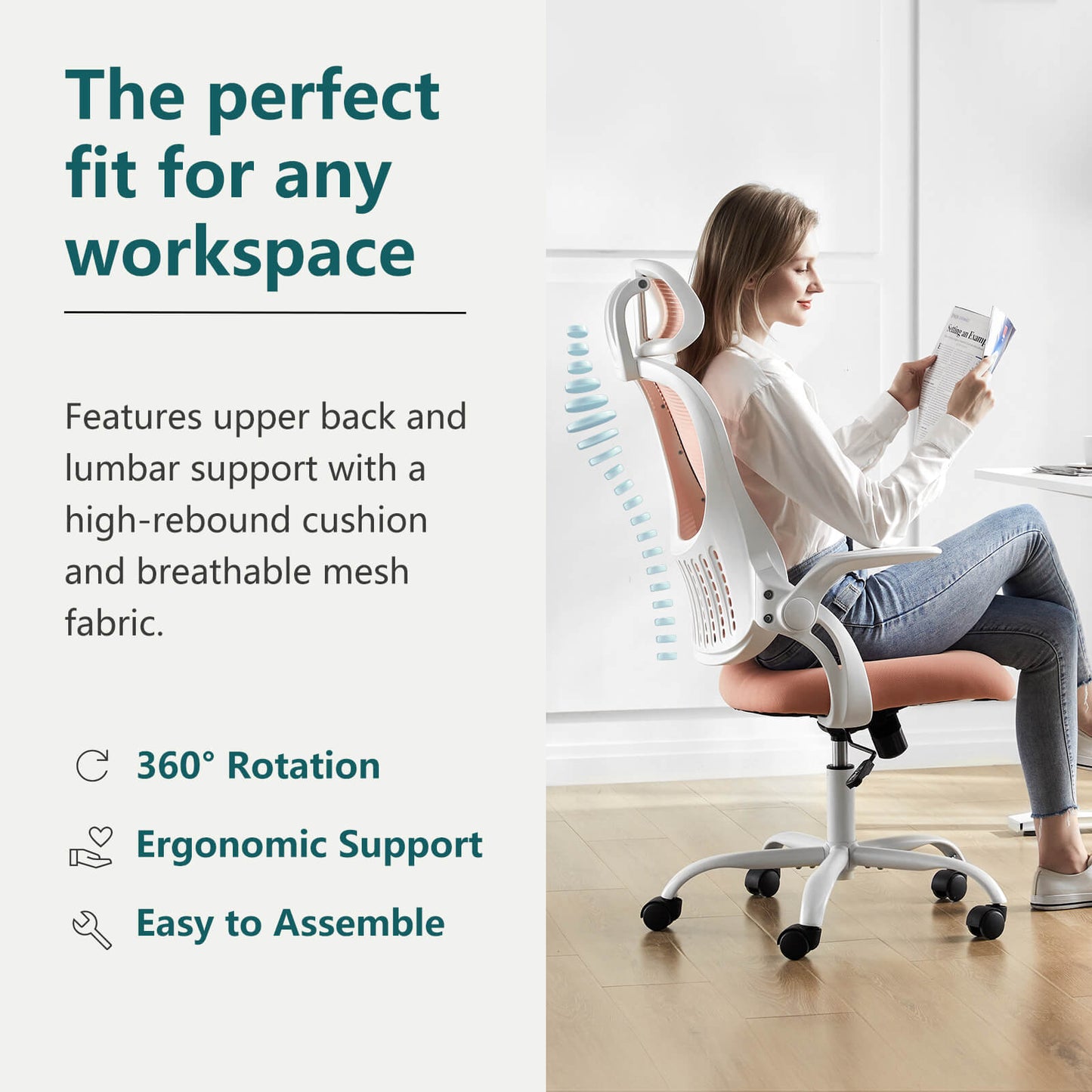 Sweetcrispy Office Chair High Back with Adjustable Headrest for Office