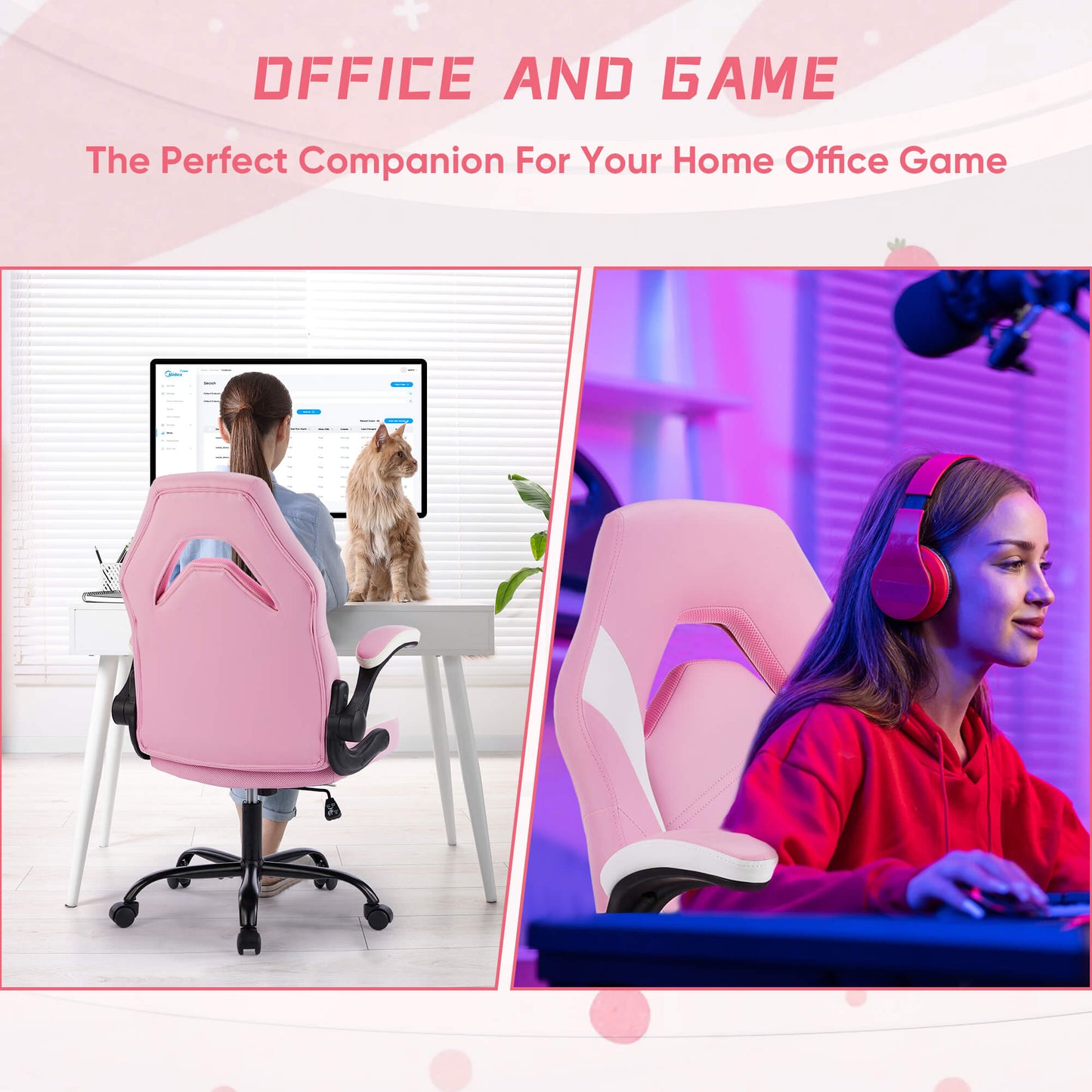 Sweetcrispy Leather Gaming Chair Height Adjustable For Playroom