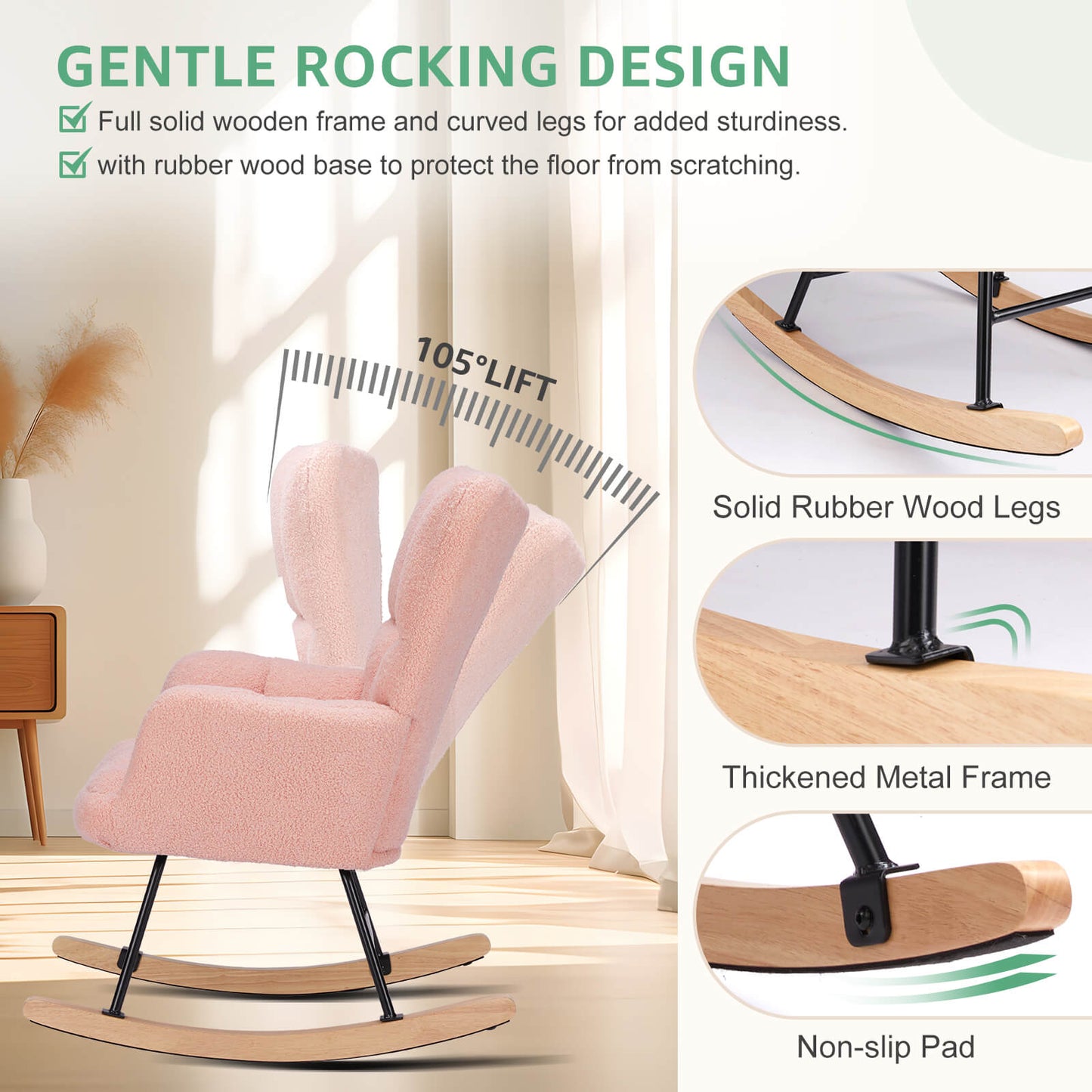 Sweetcrispy Rocking Chair Soft and Thick Patio Chairs Rockers