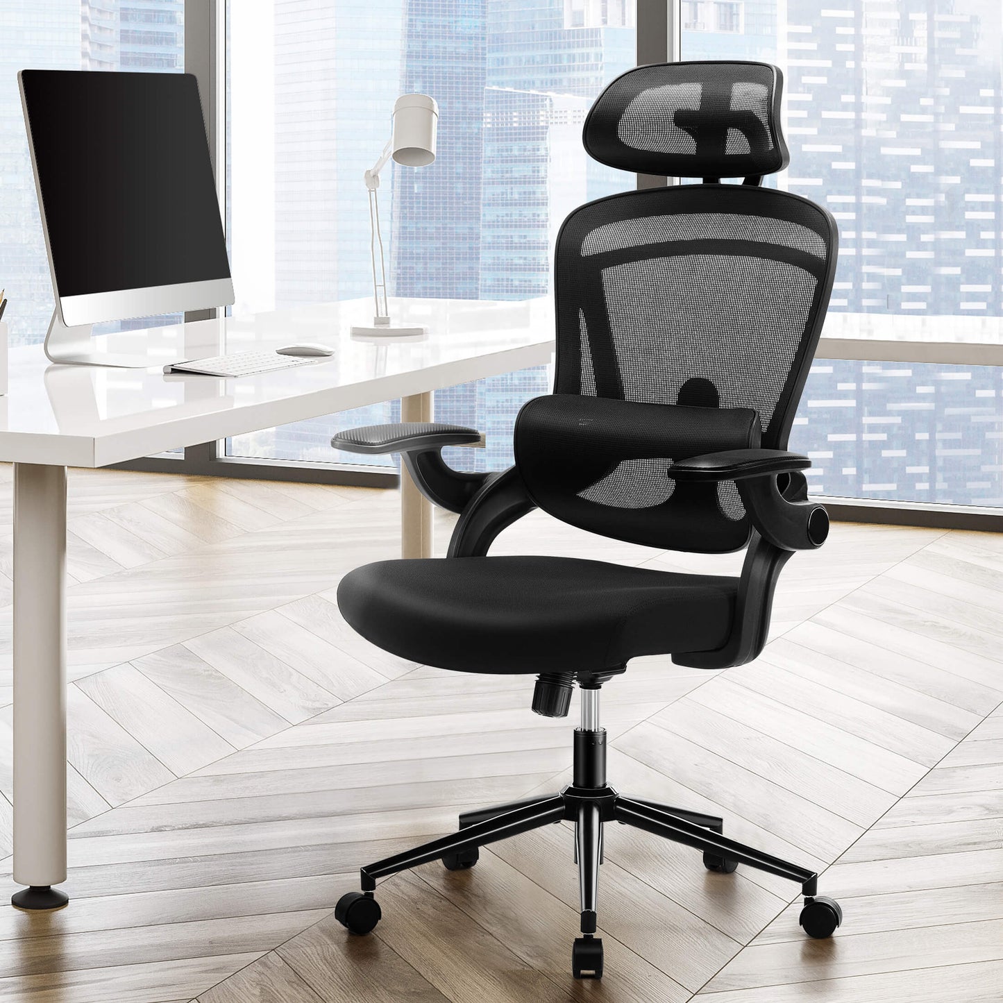 Sweetcrispy Office Chair 120° Tilt with Flip-Up Armrests for Offices