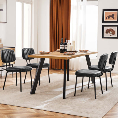 Sweetcrispy Dining Chair 2 Piece Faux Leather Cushion Set for Dining Room