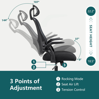 Sweetcrispy Office Chair High Back with Adjustable Headrest for Office