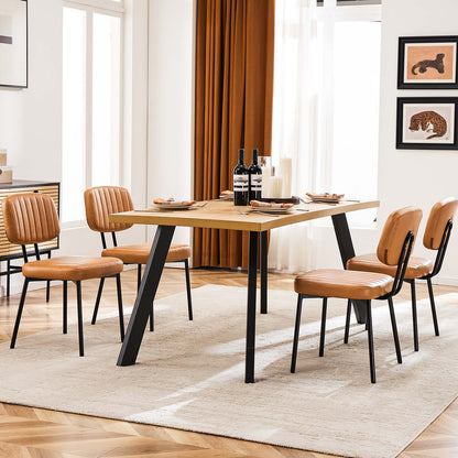 Sweetcrispy Dining Chair 2 Piece Faux Leather Cushion Set for Dining Room