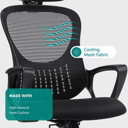 Sweetcrispy Office Chair High Back with Adjustable Headrest for Office