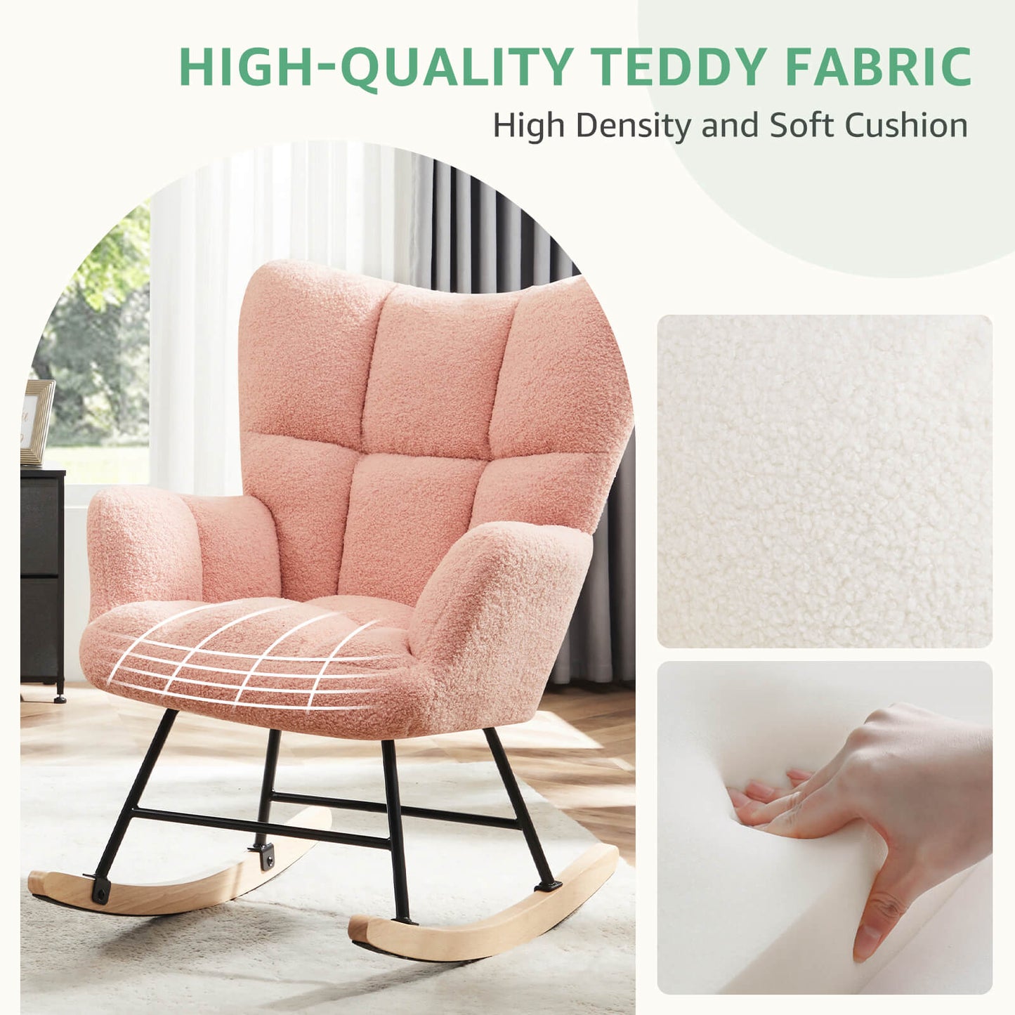 Sweetcrispy Rocking Chair Soft and Thick Patio Chairs Rockers