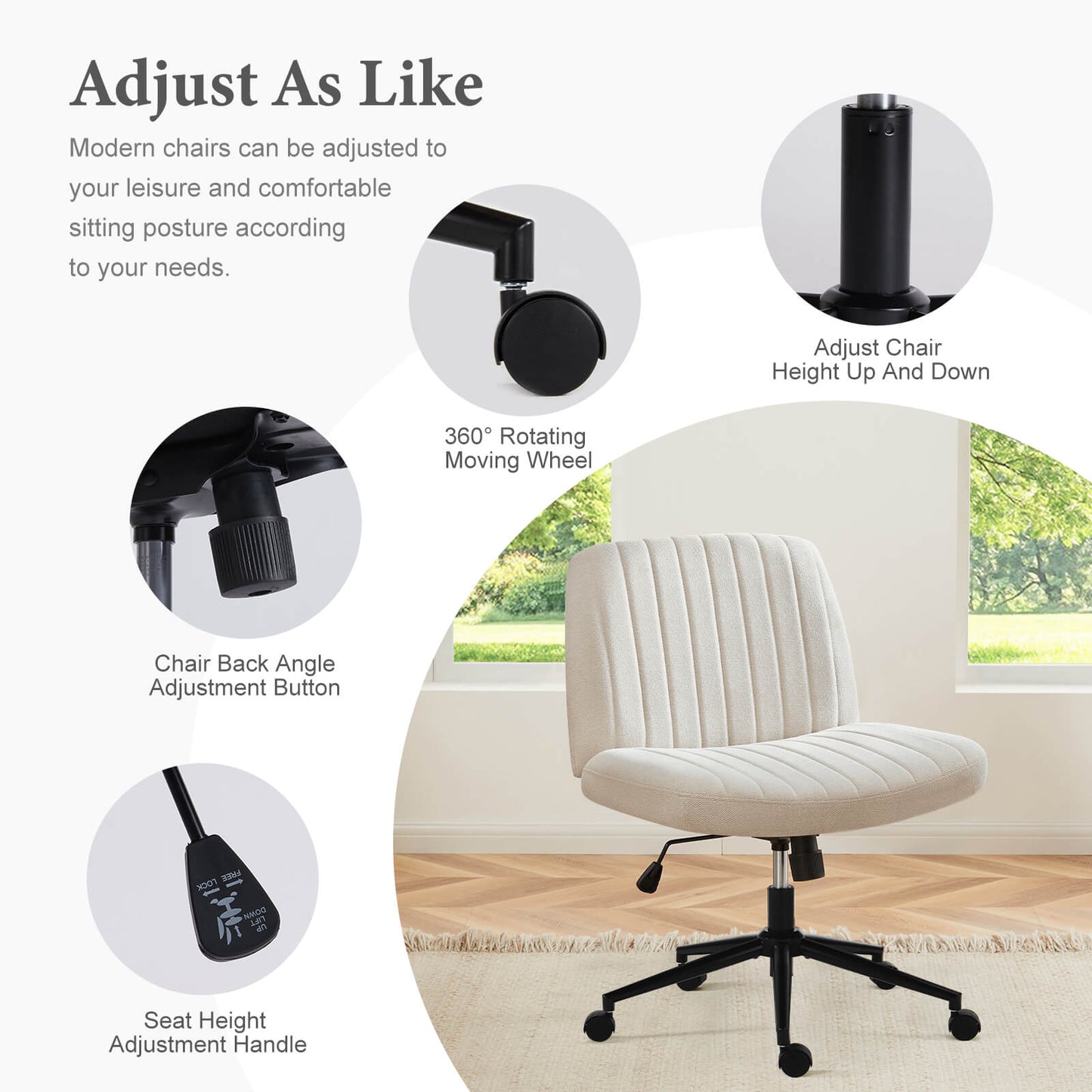 Sweetcrispy Armless Plank Chair, Adjustable, for Bedroom