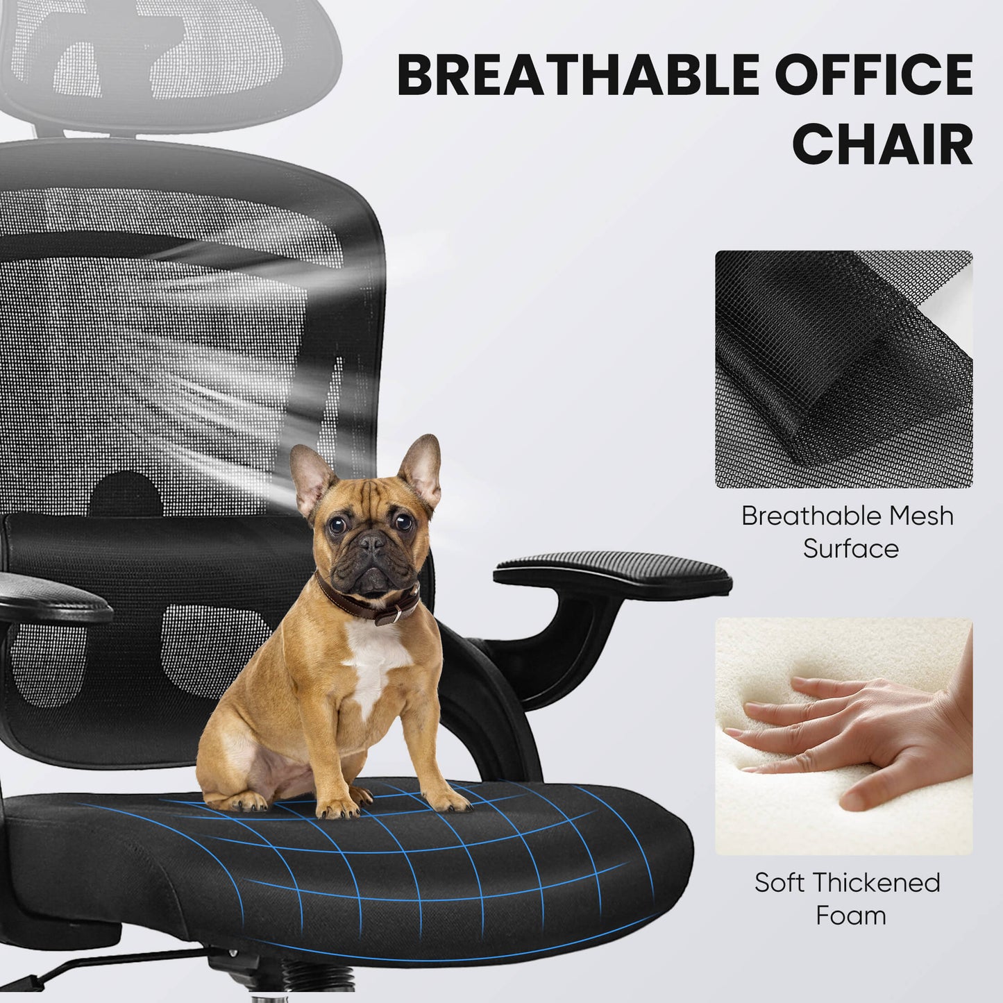 Sweetcrispy Office Chair 120° Tilt with Flip-Up Armrests for Offices