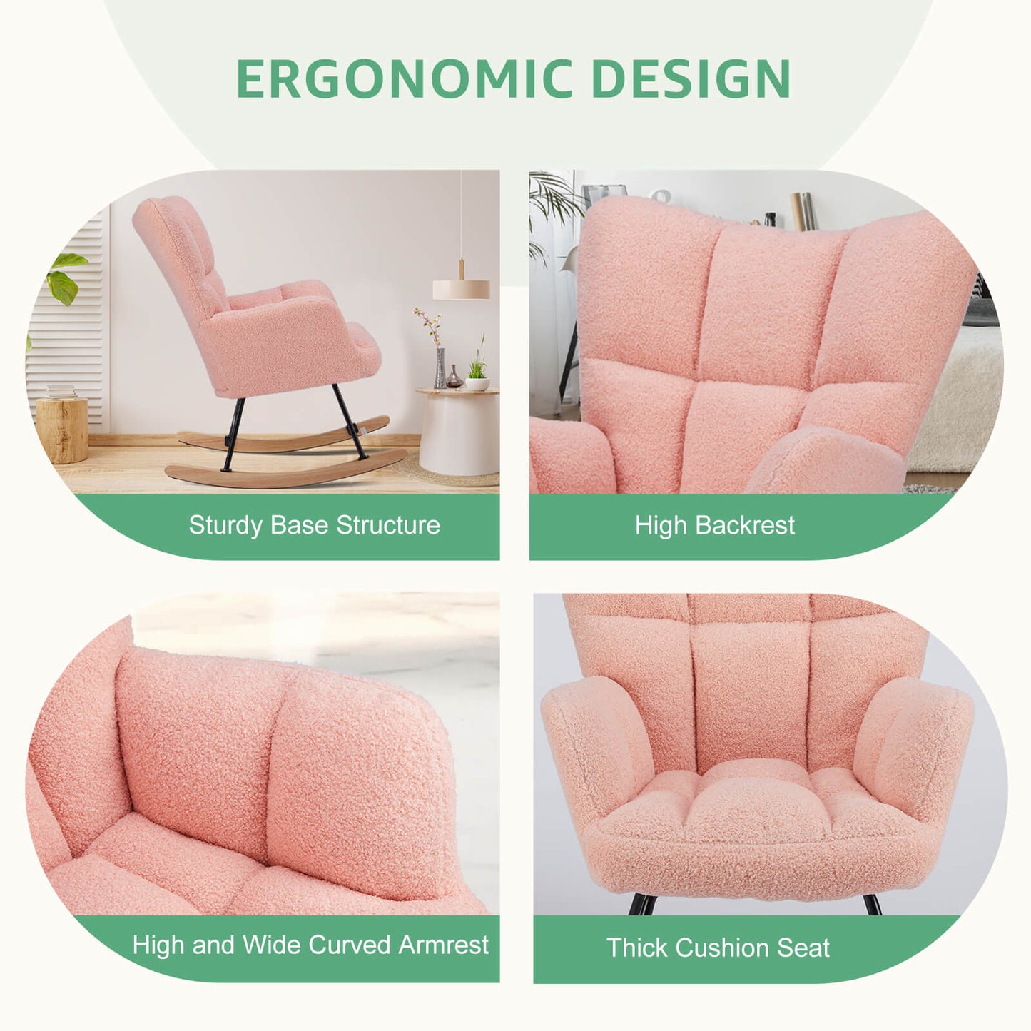 Sweetcrispy Rocking Chair Soft and Thick Patio Chairs Rockers