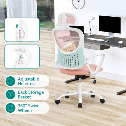Sweetcrispy Office Chair High Back with Adjustable Headrest for Office