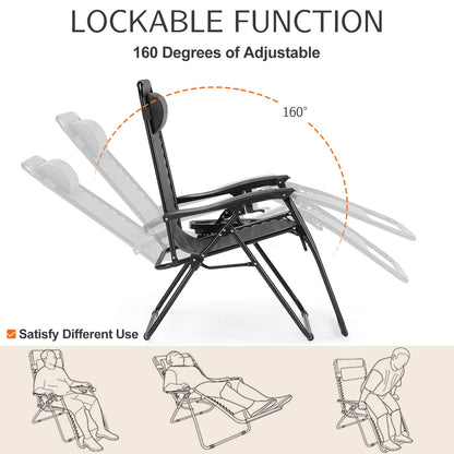 Sweetcrispy Portable Camping Folding Chaise Lounge Chair（Set of 2）