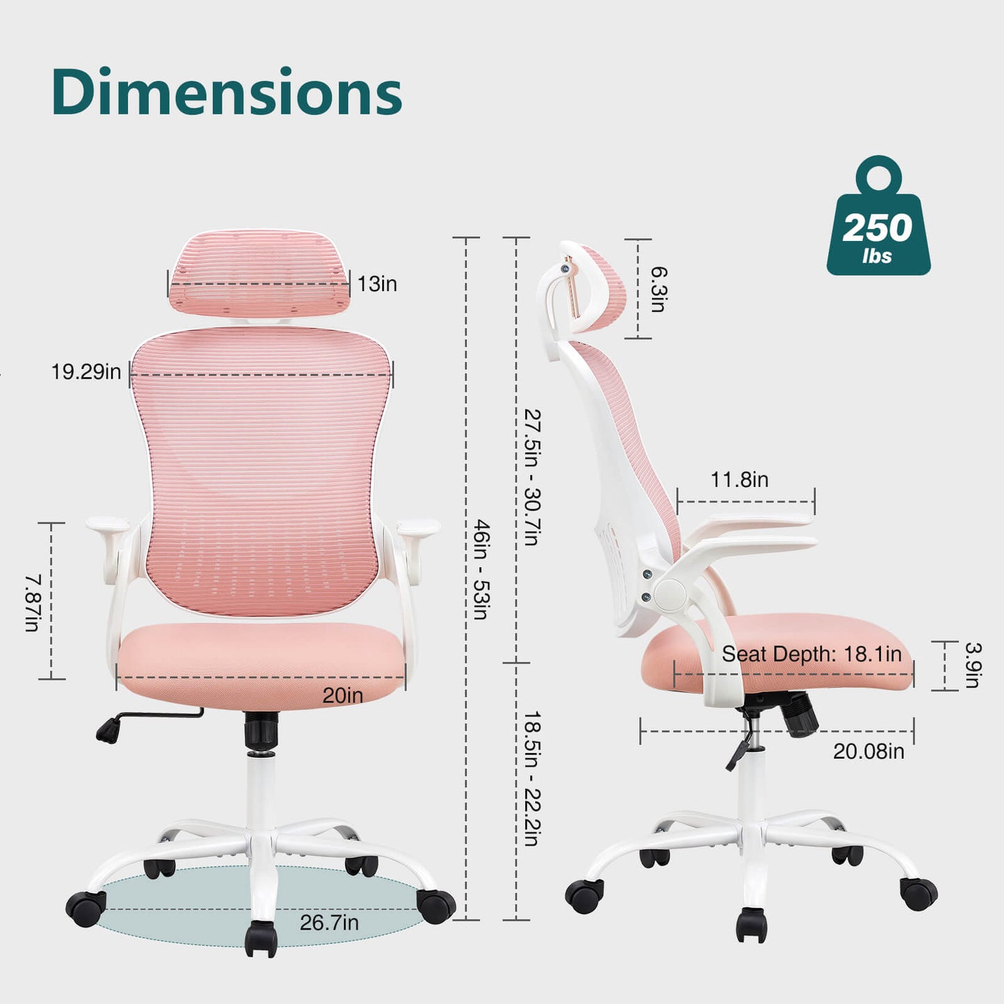 Sweetcrispy Office Chair High Back with Adjustable Headrest for Office