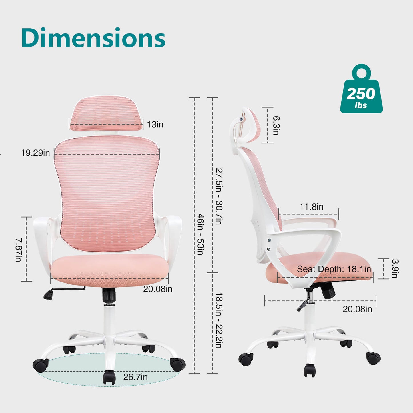 Sweetcrispy Office Chair High Back with Adjustable Headrest for Office