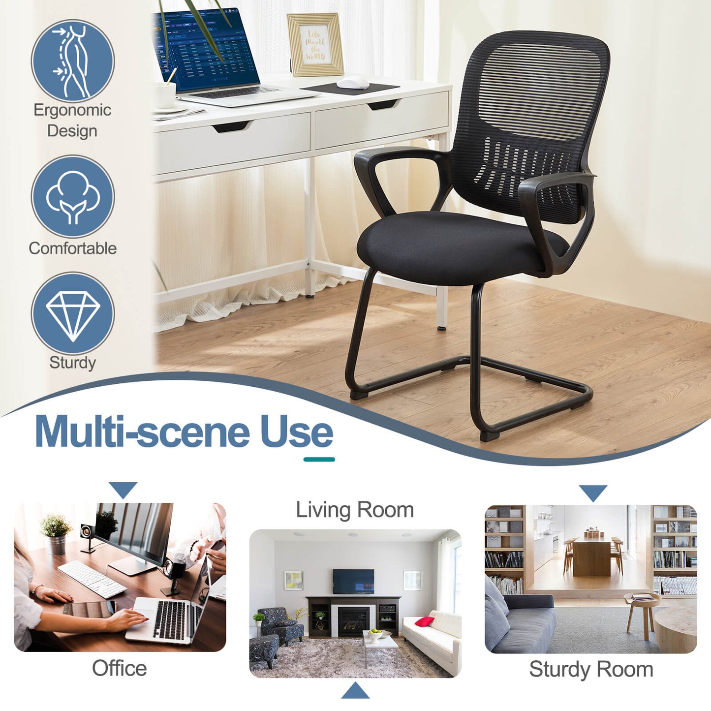 Sweetcrispy Office Chair with Armrests