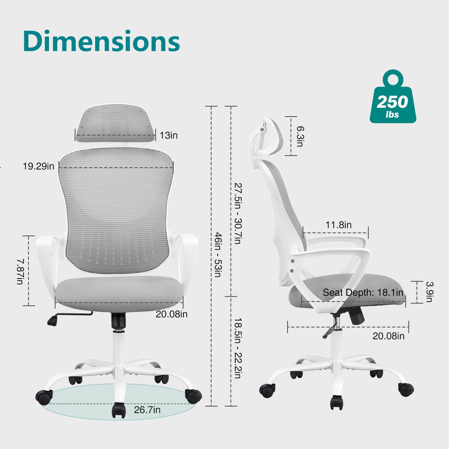 Sweetcrispy Office Chair High Back with Adjustable Headrest for Office