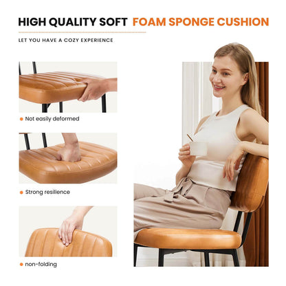 Sweetcrispy Dining Chair 2 Piece Faux Leather Cushion Set for Dining Room