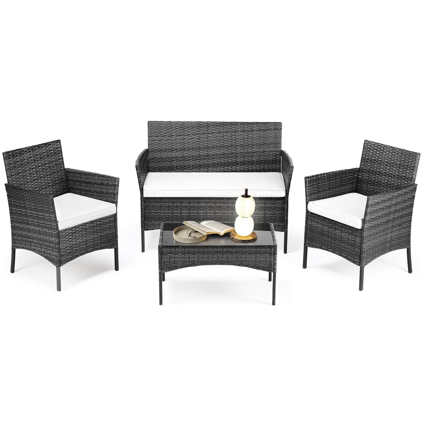 Sweetcrispy Rattan Set for Patio Relaxation