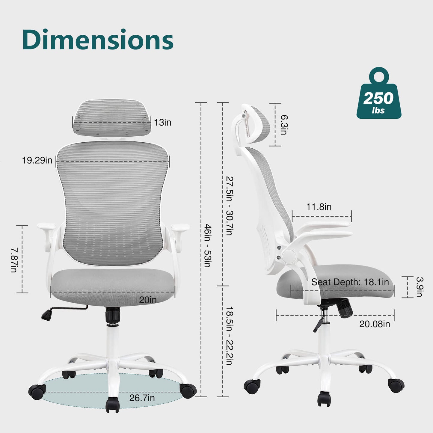Sweetcrispy Office Chair High Back with Adjustable Headrest for Office