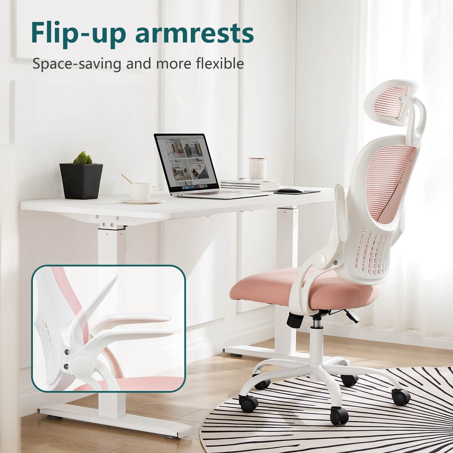 Sweetcrispy Office Chair High Back with Adjustable Headrest for Office