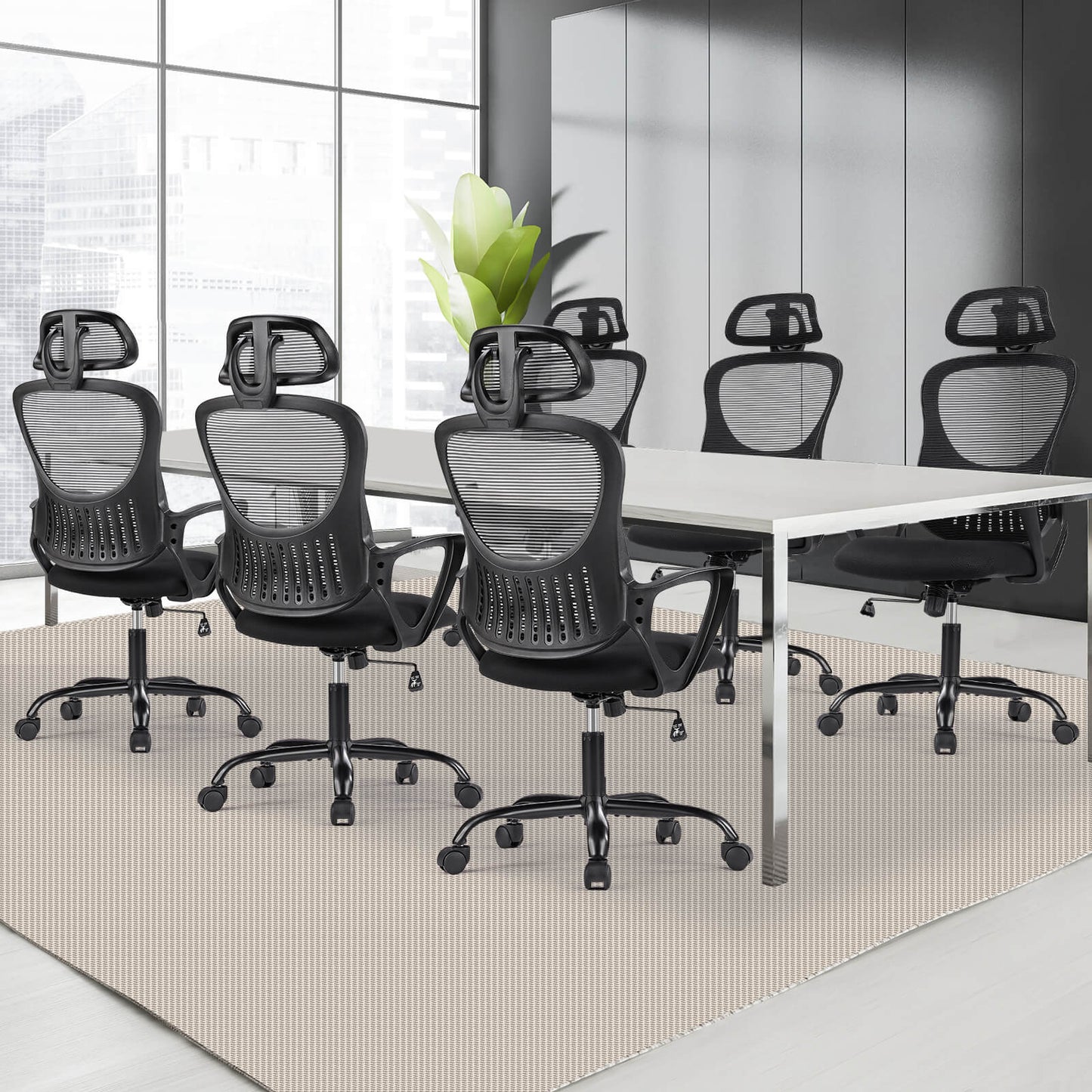 Sweetcrispy Office Chair High Back with Adjustable Headrest for Office