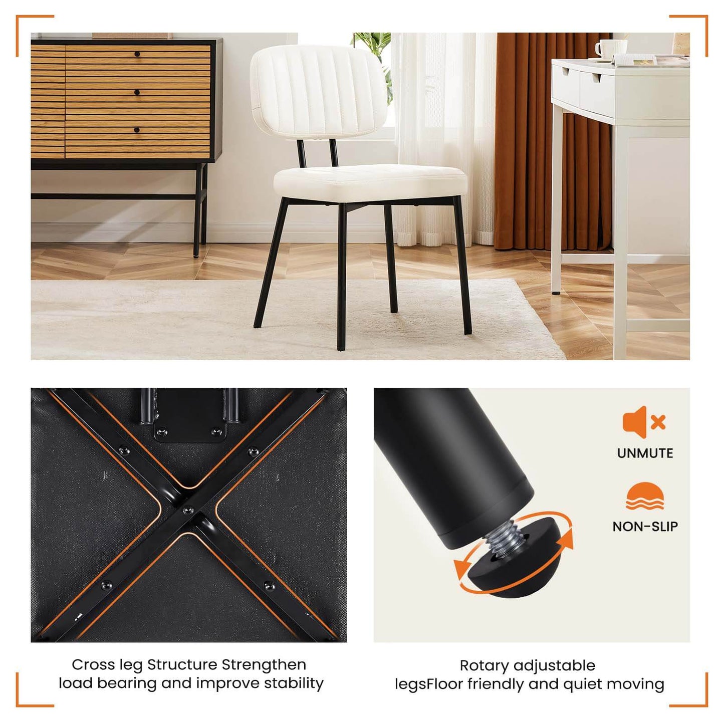 Sweetcrispy Dining Chair 2 Piece Faux Leather Cushion Set for Dining Room