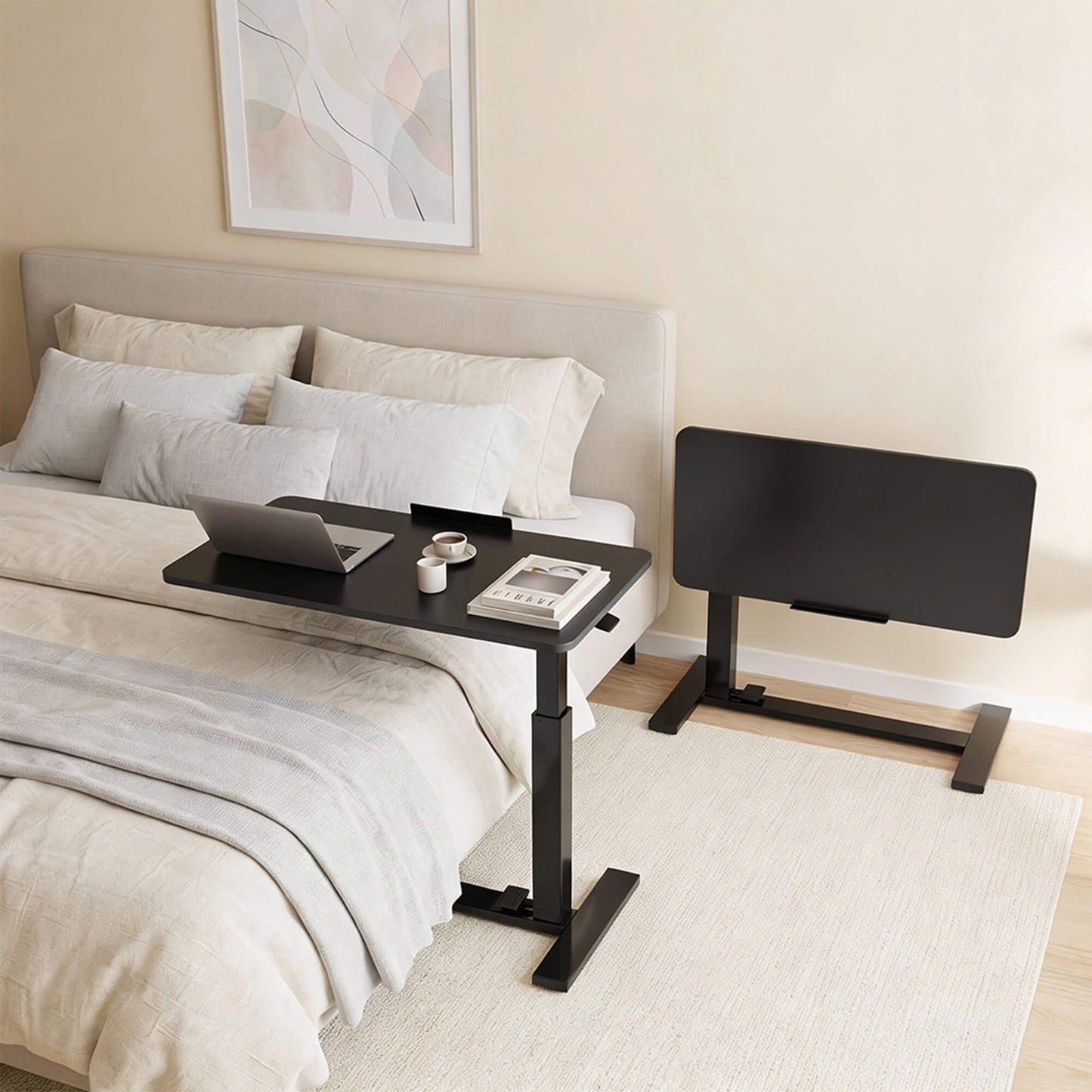 Sweetcrispy Adjustable Standing Desk with Tilting Top, Ideal for Use Next to a Sofa or Bed