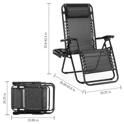 Sweetcrispy Portable Camping Folding Chaise Lounge Chair（Set of 2）