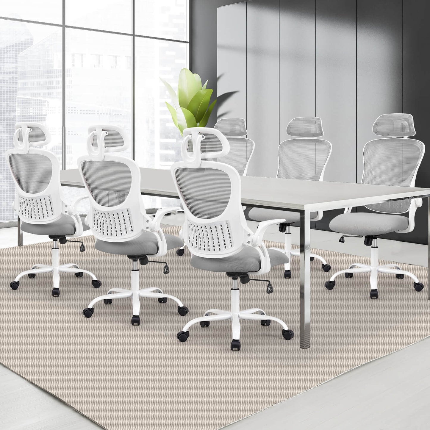 Sweetcrispy Office Chair High Back with Adjustable Headrest for Office