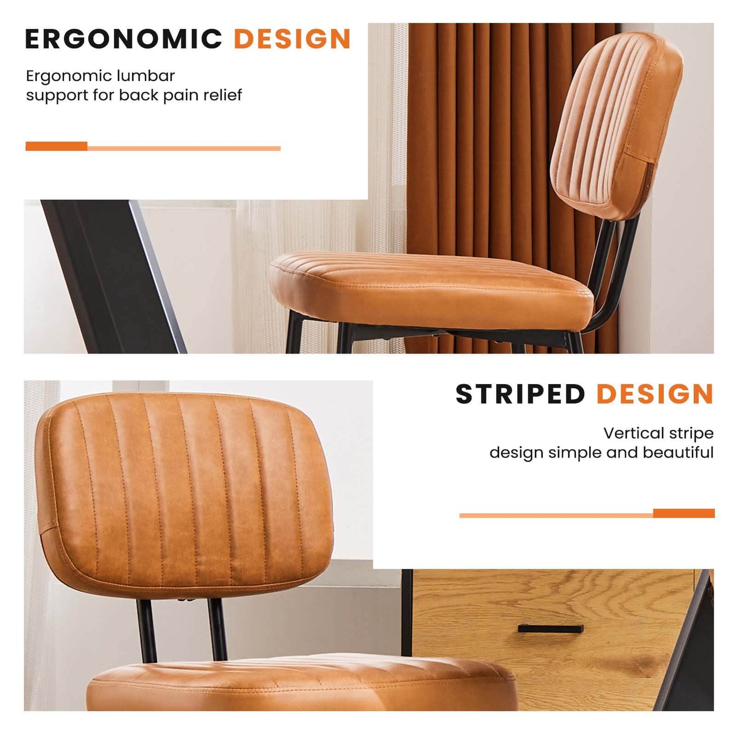 Sweetcrispy Dining Chair 2 Piece Faux Leather Cushion Set for Dining Room