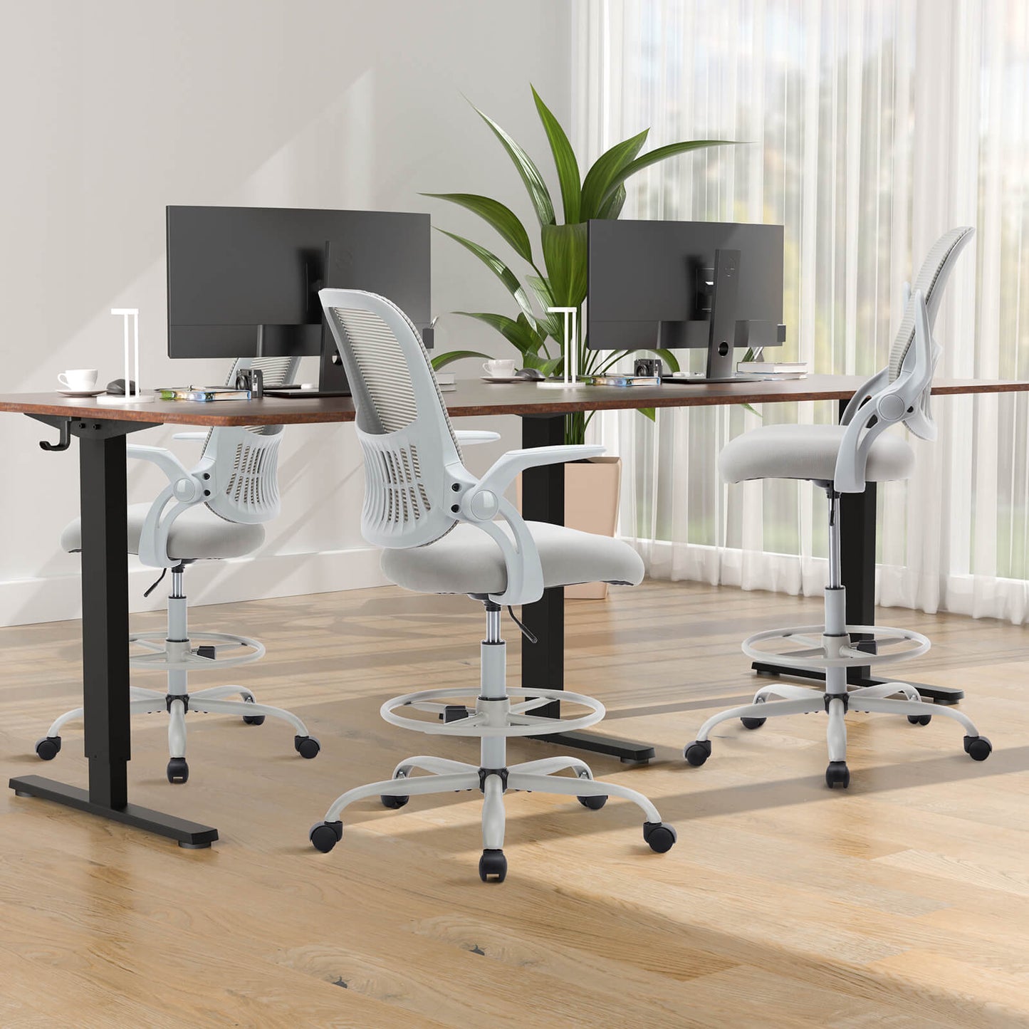 Sweetcrispy Office Chair with Reversible Armrest Lumbar Support