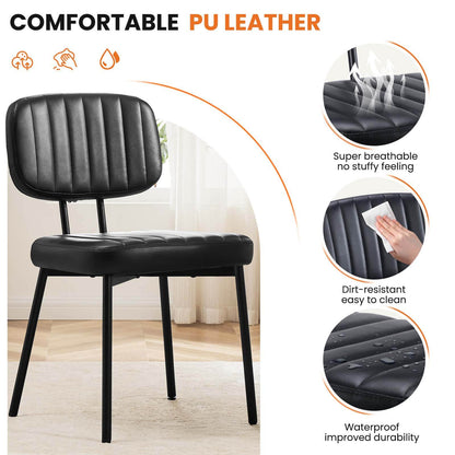 Sweetcrispy Dining Chair 2 Piece Faux Leather Cushion Set for Dining Room