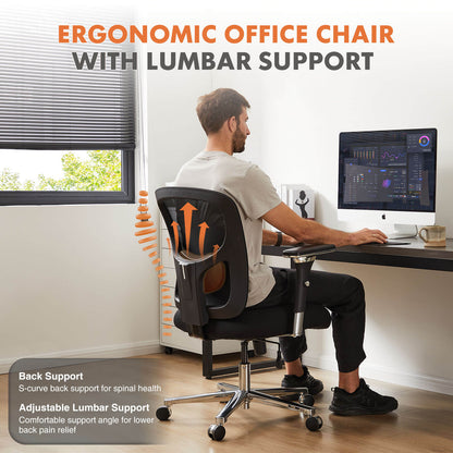 Sweetcrispy Office Chair with Adjustable Lumbar Support Oversized Cushion