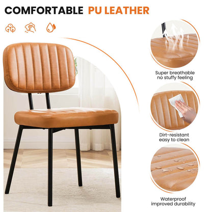 Sweetcrispy Dining Chair 2 Piece Faux Leather Cushion Set for Dining Room