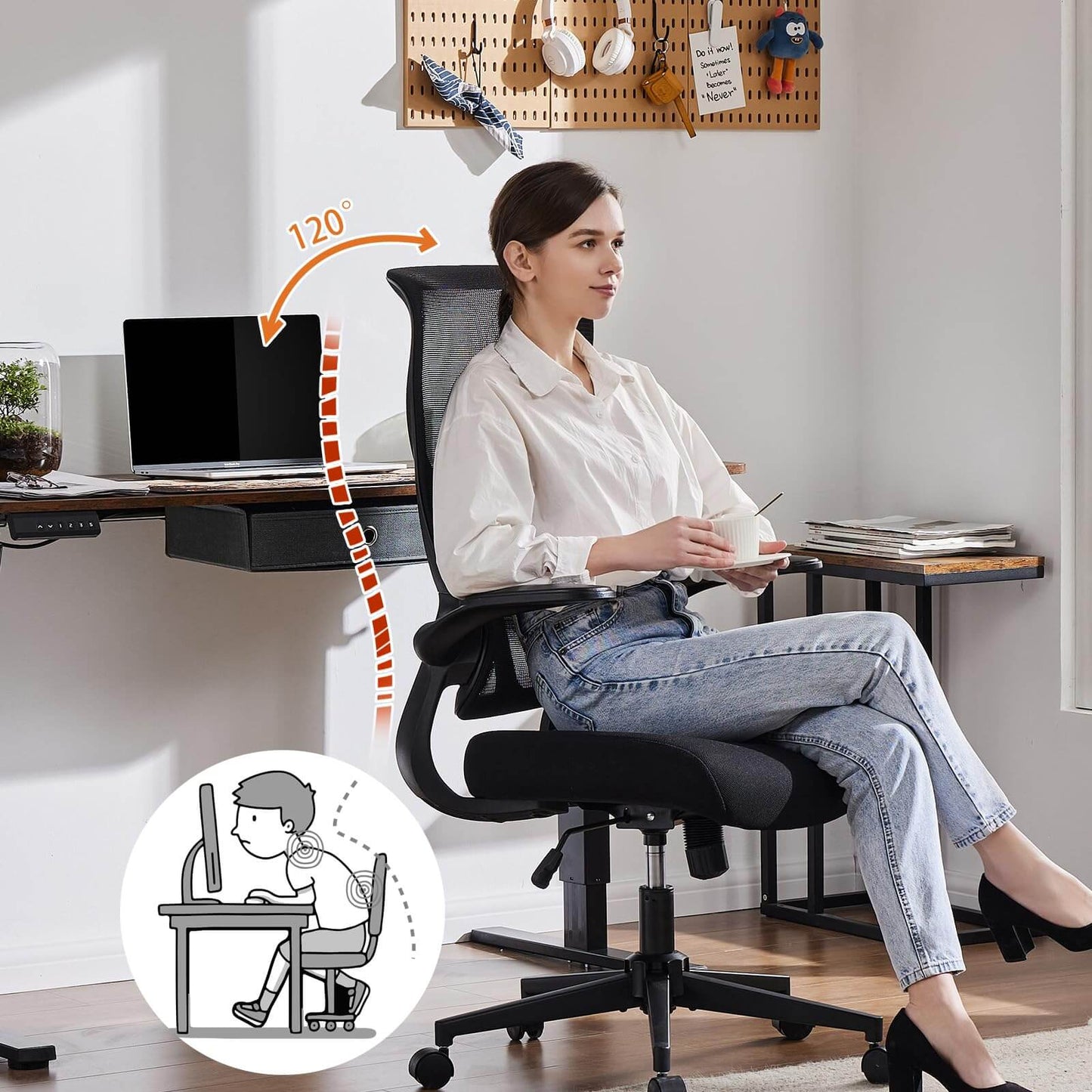 Sweetcrispy Computer Chair Mesh Back for Home Office
