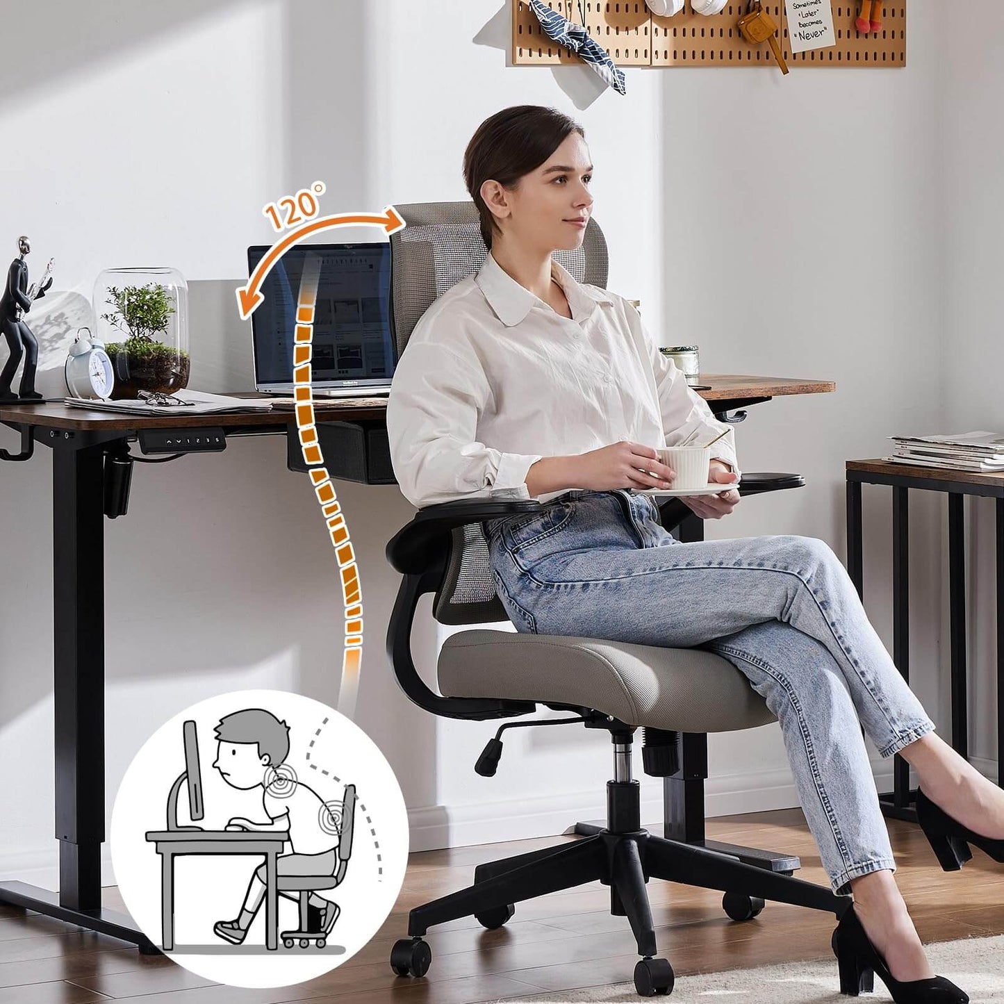 Sweetcrispy Computer Chair Mesh Back for Home Office