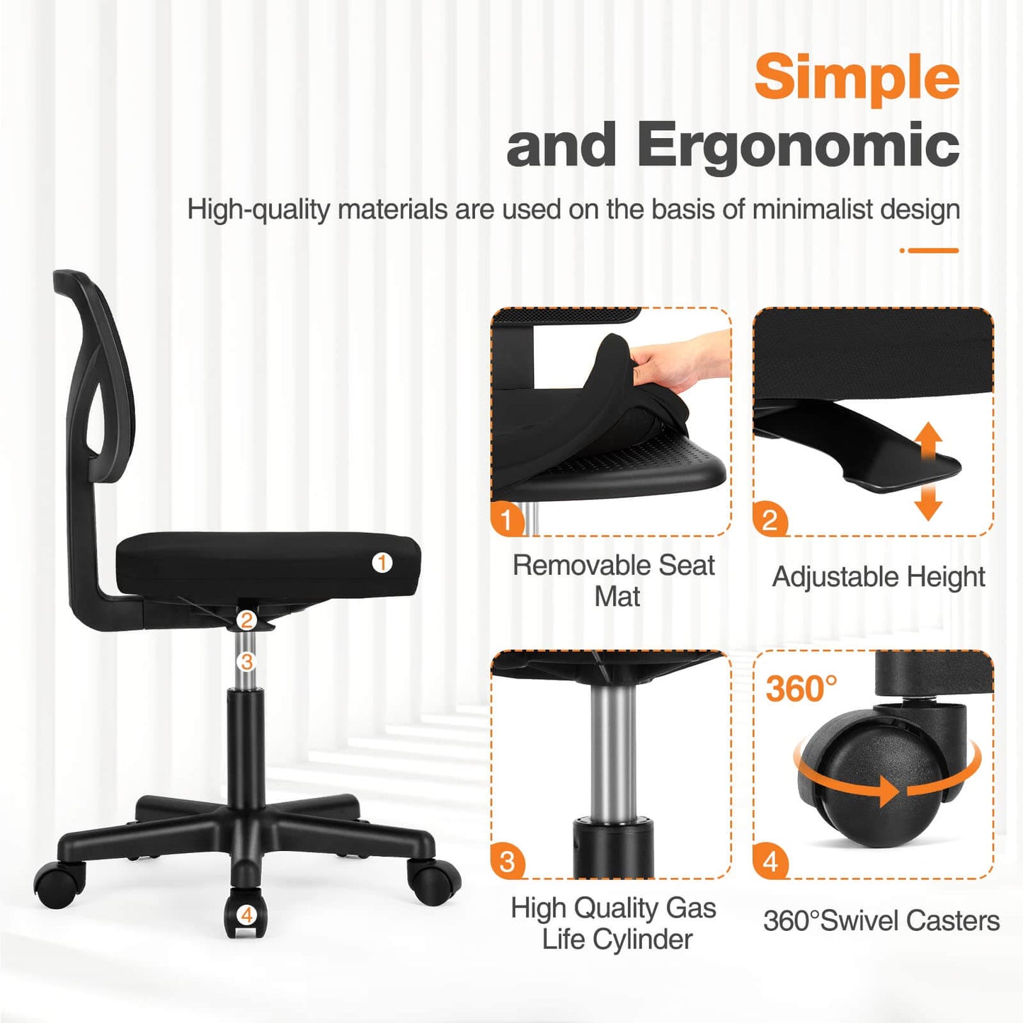 Sweetcrispy Desk Chair with Lumbar Support for Office
