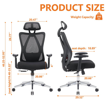 Sweetcrispy Office Chair Tilts 135° for Home and Office
