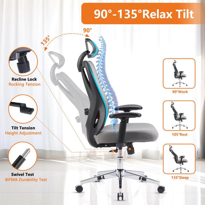Sweetcrispy Office Chair Tilts 135° for Home and Office