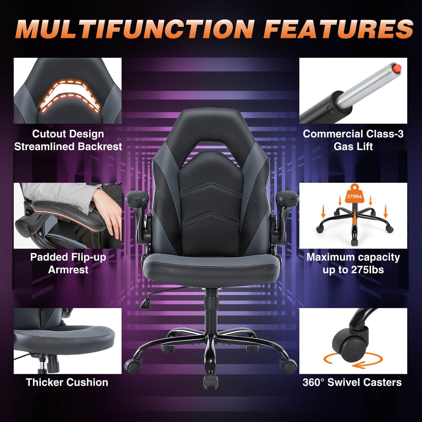 Sweetcrispy Gaming Chair Ergonomic for Bedroom