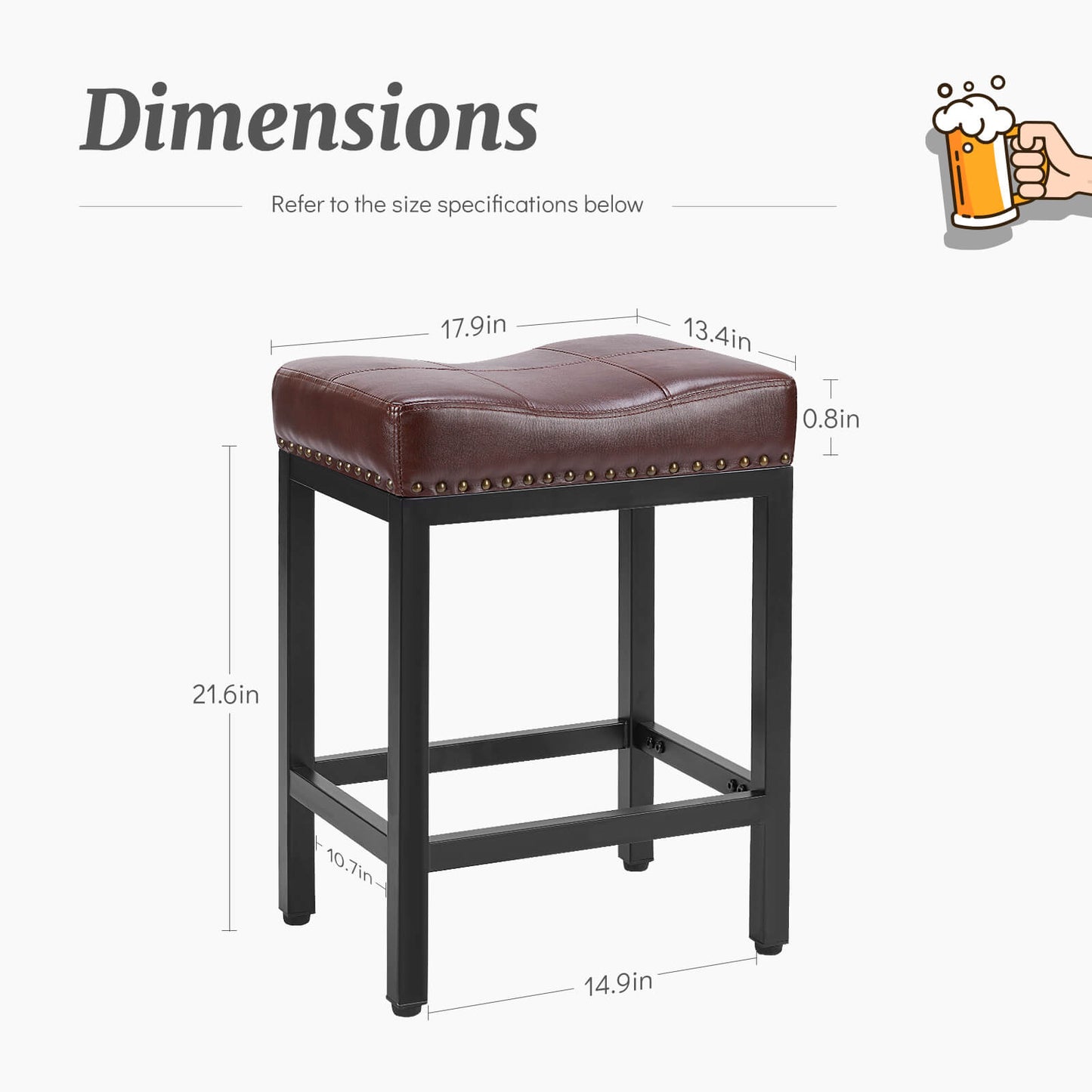 Sweetcrispy Saddle Bar Stool Soft Cushion for Dining Room