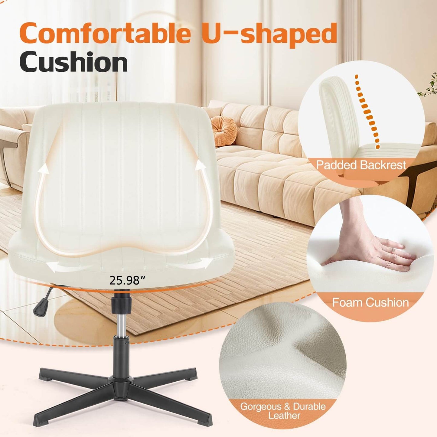Sweetcrispy Ergonomic Swivel Office Chair with Lumbar Support
